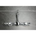 thumbnail image 2 of Kingston Brass KS2441BAL Heirloom Double-Handle Wall-Mount Bridge Kitchen Faucet, Polished Chrome, 2 of 7