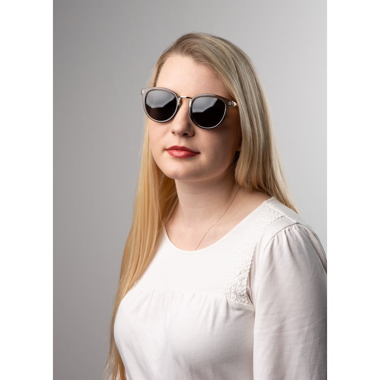 Inner Vision Round Horn Rimmed Retro Polarized Sunglasses 