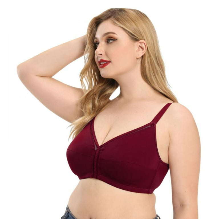 Baywell Women's Ultra-thin Oversized Bra Sexy Lingerie Women's Big Breasts  Appear Small Micro Gathered Underwear Red 80B/US 36B