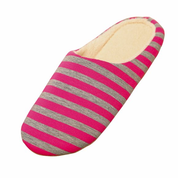 KAKOWELY cotton slippers Unisex Indoor Slippers Warm Stripes Slippers Autumn Winter Cotton Slippers for Men Women - Size 40/41(Rose Red)10.63"X2.36"X1.97"