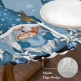 thumbnail image 3 of Blue Ombre Gnomes Christmas Round Tablecloth, Fitted Table Cover with Elastic for 45"-54" Round Tables, Xmas Balls Tree Snowflake Retro Table Cloth Outdoor Indoor Dinning Party Waterproof Tablecloths, 3 of 7