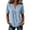 Light Blue, variant on Women's 2026 Summer Notch Neck Linen-Texture Top | V-Placket Wood-Button Loose Casual Blouse | Breathable Curved-Hem Short-Sleeve Shirt