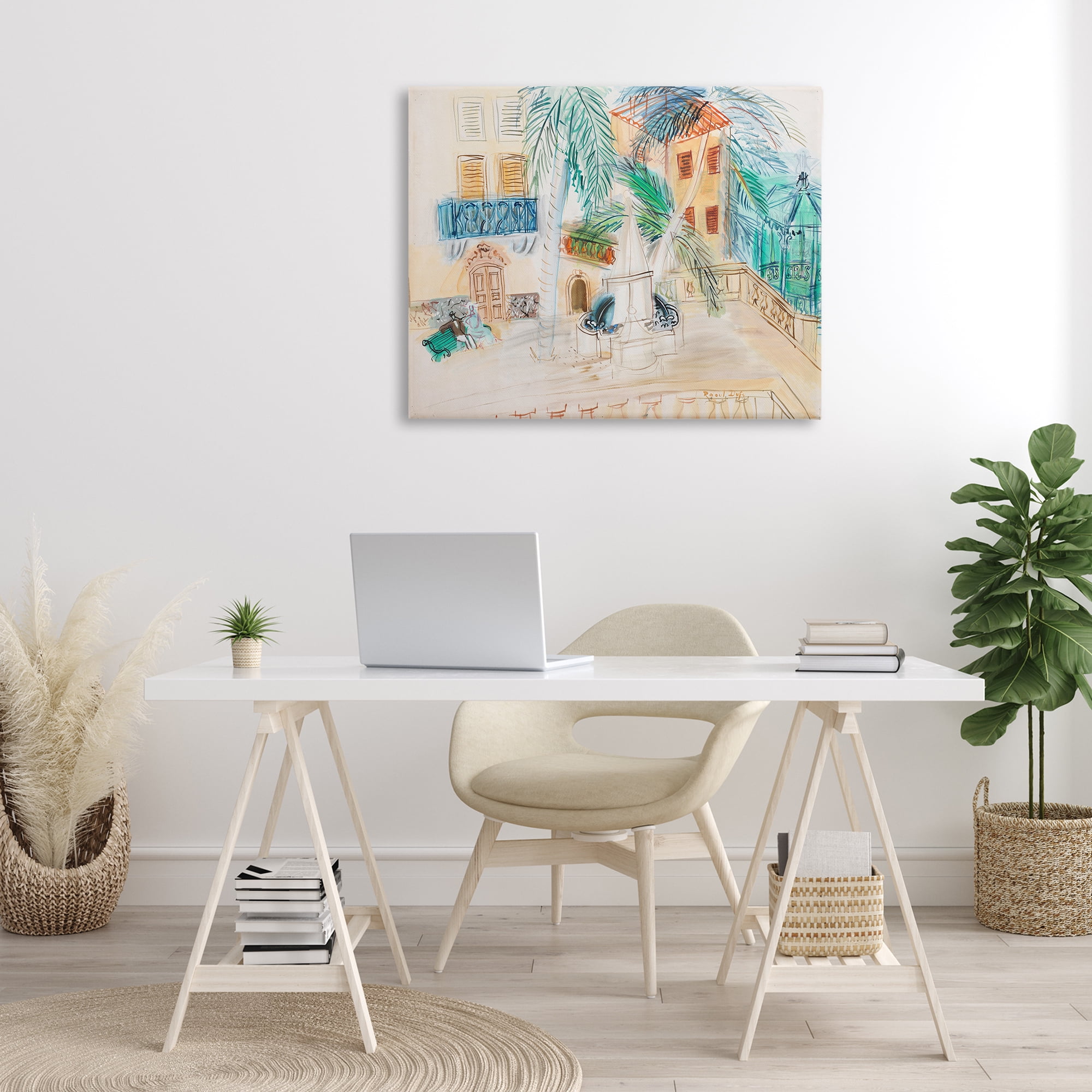 Stupell Industries Couple Sur Un Banc Dufy Classic Buildings & Architecture Painting Wrapped Canvas Art Print Wall Art, 40 x 30