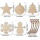 thumbnail image 2 of 50pcs Wooden Christmas Ornaments, Diy Christmas Decorations, Christmas Tree, Wood Star, Round Disc, Snowflake, Snowman., 2 of 5