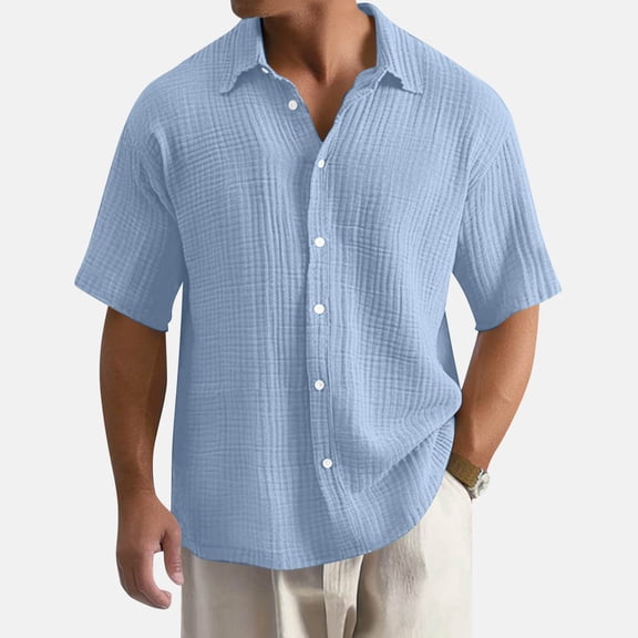 Men's New Loose Casual Cotton Short-sleeved Shirt