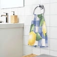 thumbnail image 3 of Yayeee 100% Cotton Hand Towels for Bathroom 16" x 28" Soft Absorbent Kitchen Towel, Blue Plaid Lemon, 3 of 7