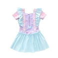 thumbnail image 2 of Girls One-Piece Mermaid Swimsuit Short Sleeve Swimwear Bathing Suit, Size 3-9Y, 2 of 6
