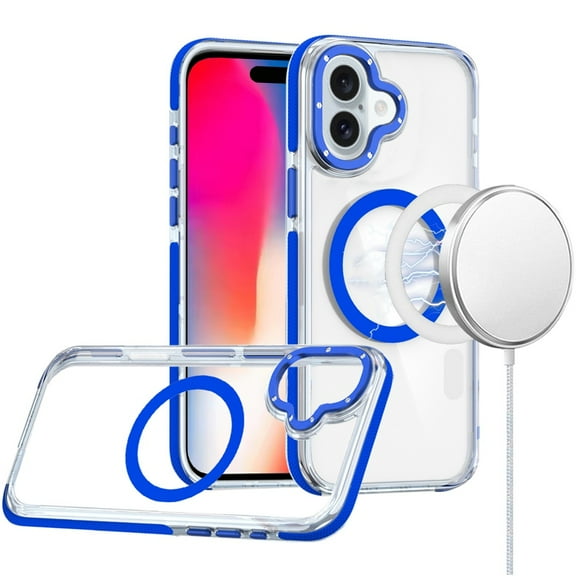 For Apple iPhone 13 Pro Max Transparent back with Colorful Frame Strong Magnetic Circle [Compatible with Magsafe] Slim Shockproof Cover ,Xpm Phone Case [ Clear Blue ]