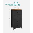 thumbnail image 4 of Commode en Tissu avec 4 Tiroirs et Cadre en Métal - Petite Commode en Noir Ébène et Brun Rustique, 4 of 13