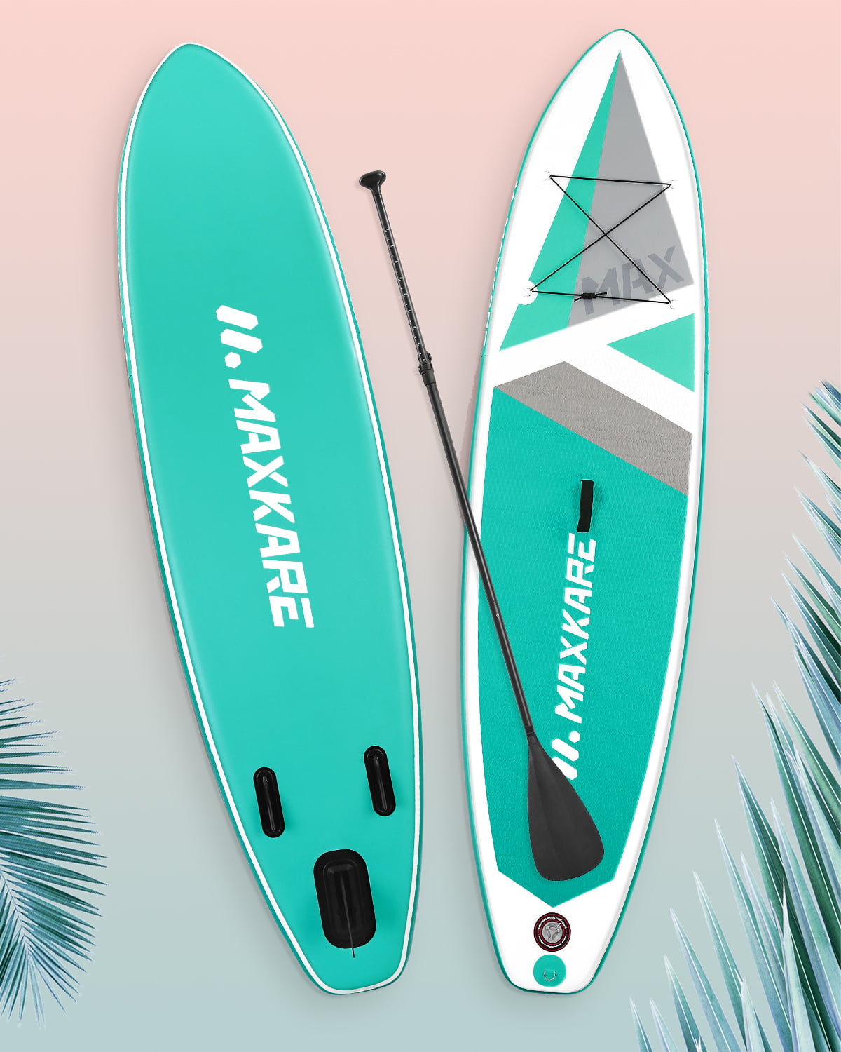 MaxKare Sup Inflatable Stand Up Paddle Board with 10 Ft. 32 In.6 In. Premium Blow Up Paddleboard & Bi-Directional Pump & Adjustable paddle & Portable Backpack for Youth Adult in River, Oceans and Lakes