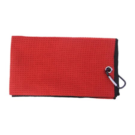 Comfortable Lightweight Golf Towel Fiber Heavy Duty Carabiner Clip Absorb Sweat Red