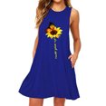 thumbnail image 2 of Robe Courte Sans Manches Midi Robe d'Été Robe Femme Imprimé Tenues d'Été, Bleu, 3XL, 2 of 6
