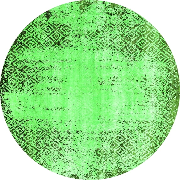Ahgly Company Indoor Round Oriental Green Industrial Area Rugs, 8' Round