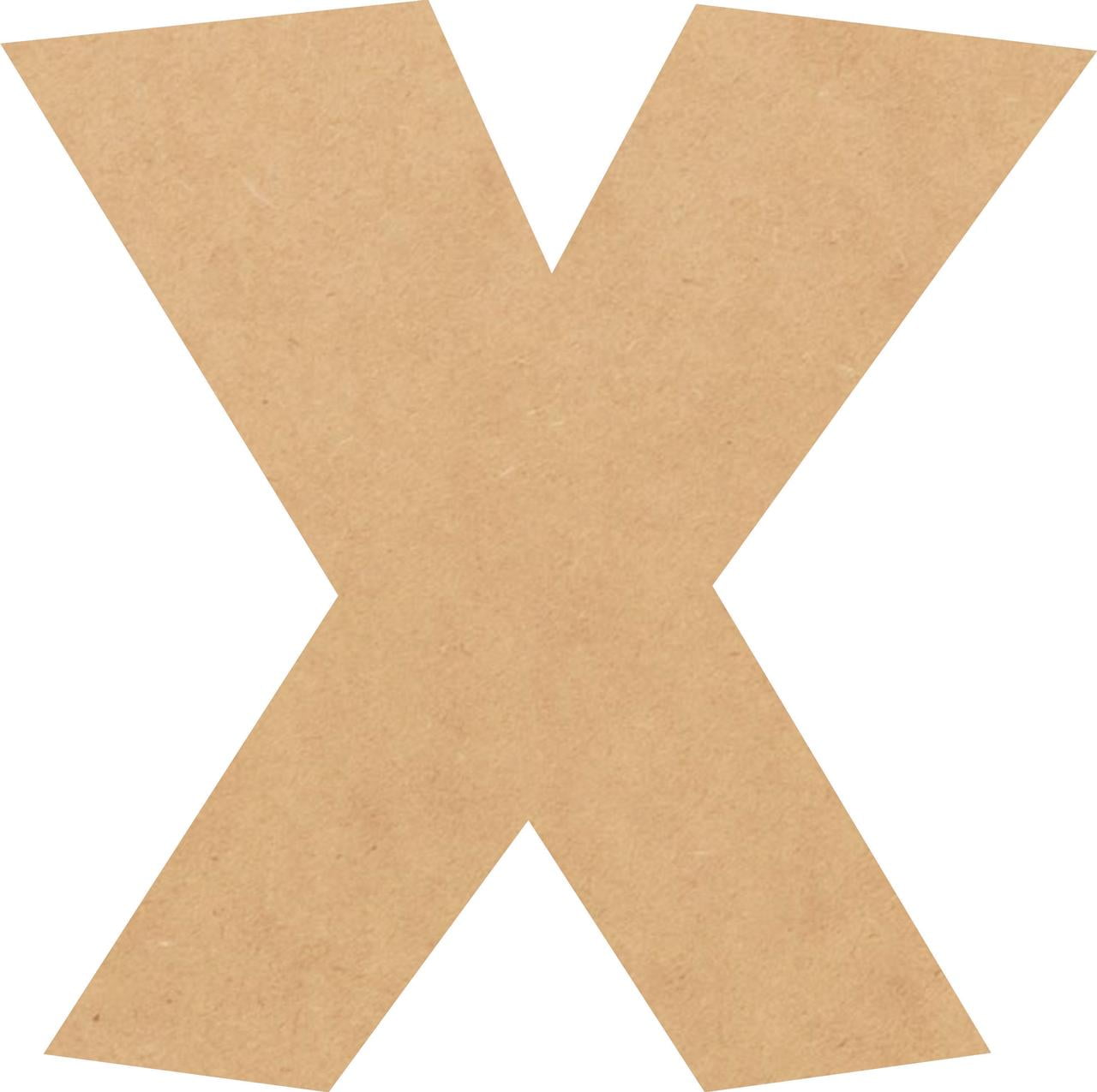 Unfinished Bold Wood Letter X, Craft Alphabet 4'' Tall MDF Wall Décor