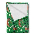 thumbnail image 2 of Adventure Cartoon Soft Flannel Fleece Throw Blanket, Tiny Winged Flying Dragon Old Ginger Viking Man, Cozy Plush for Indoor and Outdoor Use, 70" x 90", Burnt Sienna Fern Green, by Ambesonne, 2 of 5