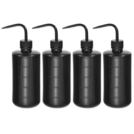 Uxcell 500ml Plastic Water Irrigation Spout Squeeze Washing Bottle  Black 4 Pack