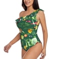 thumbnail image 3 of Picia Vegan Pattern Women's One Piece Swimsuits,One Shoulder Swimwear Asymmetric ,Ruffle Monokinis Bathing Suits,High Waisted Flattering Bathing Suits-Medium, 3 of 8