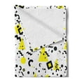 thumbnail image 2 of Black and Yellow Soft Flannel Fleece Blanket, Prehistoric Patterns of Minimalism 80's 90's Years Memphis Style, Cozy Plush for Indoor and Outdoor Use, 50" x 70", Black Yellow White, by Ambesonne, 2 of 5