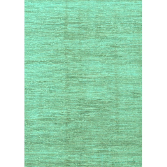 Ahgly Company Machine Washable Indoor Rectangle Abstract Turquoise Blue Modern Area Rugs, 7' x 10'