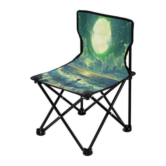 Outdoor Folding Chair 14.46x14.46x22.83 Inches, Camping Folding Chair Easy to Carry Ideal for Outdoor Picnics Camping Park Fishing Appreciate The Moon