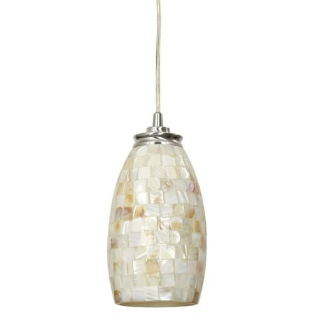 

Kira Home Coast 9 Modern Oval Mini Pendant Light + Hand-Crafted Mosaic Sea Shell Glass Brushed Nickel / Neutral Color
