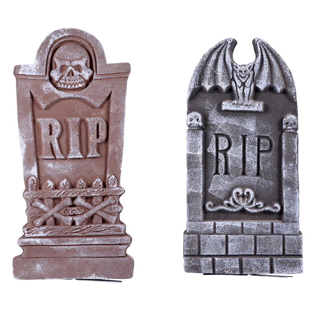 Tinksky 2pcs Halloween Tombstone Decor Haunted House Prop Prank Prop