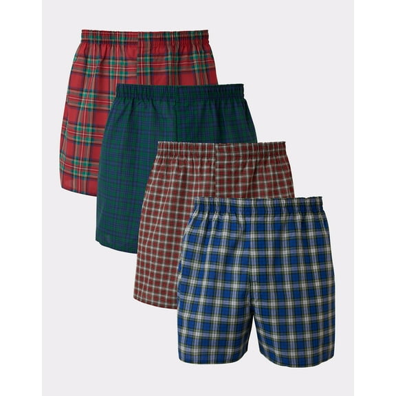 Hanes Ultimate Big Men’s Woven Boxer Underwear, Tartan Prints, 4-Pack, ( & Tall Sizes) Assorted 3XB