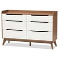 thumbnail image 4 of Home Square 3 Piece Modern Dresser and Nightstand Set in White and Walnut, 4 of 16