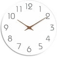 thumbnail image 1 of Reloj de pared de 10 pulgadas, silencioso, sin tictac, de madera, funciona con pilas (10 pulgadas, blanco), 1 of 4