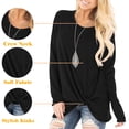 thumbnail image 4 of TEMOFON Long Sleeve T shirts for Women Dressy Casual Tops Twist Knot Tunic Ladies Fall clothes Blouse Black Tee for Legging, 4 of 6