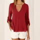 thumbnail image 1 of Blusa informal para mujer, camisa delgada de manga larga con cuello en V Irfora Borgoña S, 1 of 7