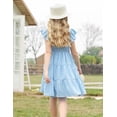 thumbnail image 4 of Lanbubble Girls Dress Blue A-Line Ruffle Sleeve Casual Holiday Summer Dress, 11-12 Years, 4 of 9
