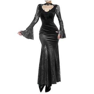 Women's Vintage Gothic Long Dress Witch Style Black Dress Halloween Cosplay Costume  Dress, Dance Performance Costumes, Evening Gowns - Walmart.com