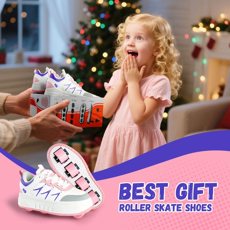 KOFUBOKE Roller Skate Shoes & Unisex Sneakers with 4 Wheels for Outdoor Sports Activities