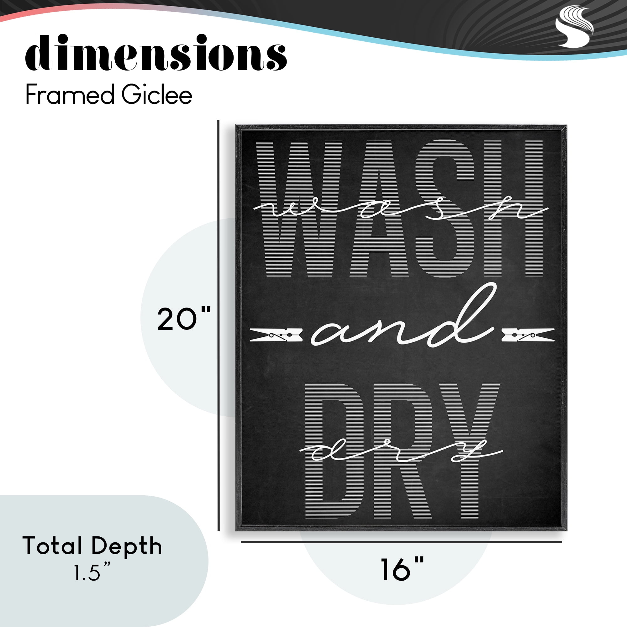 Wash And Dry Black Minimal Black Framed Giclee Art, design by Marcus Prime