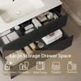 thumbnail image 5 of 24" Pre-Assembled Bathroom Vanity with Sink: Wall-Mounted Floating Plywood, 2 Drawers, White Ceramic Basin, , Dark Oak Woodgrain, 5 of 6