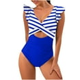 thumbnail image 2 of TMOYZQ Women's Tummy Control Ruffled Sleeveless One Piece Swimsuits Cutout Crossover High Waisted Swim Romper Summer Beach Surfing Bathing Suit, 2 of 5