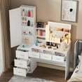 thumbnail image 4 of Aousthop 2 Pieces Lighting & Charging Station Dressing Table, Mirror and Cabinet Table Set, White, 4 of 7