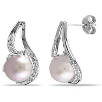 Everly Women's Cultured Pearl and Diamond Sterling Silver Earrings