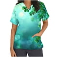 thumbnail image 3 of BiZtdJrK St. Patrick's Day Women Scrub Tops Shamrocks Printed V Neck Short Sleeve Nursing Uniform Scrubs Shirts with Pockets Blue S 50 Percent off Sales Today, 3 of 6