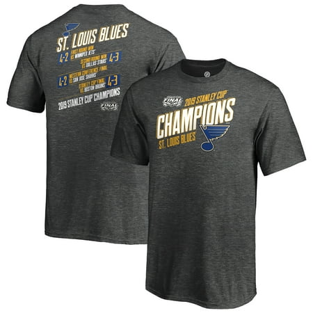 St. Louis Blues Fanatics Branded Youth 2019 Stanley Cup Champions Hash Marks Schedule T-Shirt - Heather