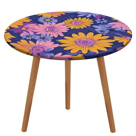 

ZHANGS Unique Aster Patch 1929 Round Table Cover Stain-Resistant Fitted Tablecloth Oil-Proof Wipeable Elastic Table Cover Waterproof Table Cloth for Halloween Thanksgiving Christmas