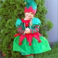 thumbnail image 4 of MEZZALL Child For Girls Green Fairy Dress With Tutu Skirt Santa's Little Helper Outfit Long Sleeve O-Neck Festival Sundress Breathable, 4 of 5