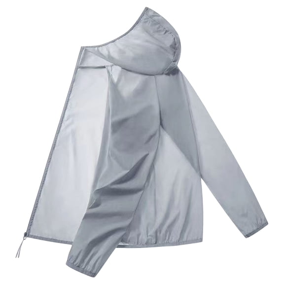 YUEHUA Men’s Ultra Light Packable Sun Protection Jacket, Hooded Full Zip Windbreaker, Breathable UV Block Coat for Travel, Hiking and Daily Use