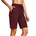 thumbnail image 2 of Kaemgyyd Womens Bermuda Sweat Shorts Drawstring High Waist Straight Leg Shorts Knee Length Workout Summer Casual Shorts with Pockets, 2 of 5