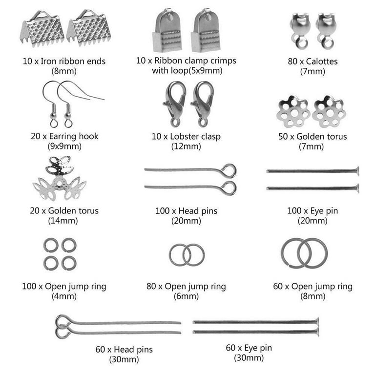Jewelry Necklace Repair Kit Jump Rings Clasps and Earring Hooks 100 Gram