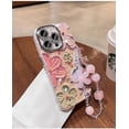 thumbnail image 6 of Oil Painting Flower Plated Lens Case with or Without Flower Bracelet, Small Fresh Design, Drop Proof, for iPhone 15 14 13 12 11 Pro Max Plus Phone Case (A4,iPhone 13 Pro), 6 of 8