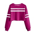 thumbnail image 3 of Darzheoy Womens Tops Round Neck Long Sleeve Stripped Solid Color Fall Winter Pullover Sweatshirts Cropped Comfortable Trendy Hoodless Versatile Blouses, 3 of 3