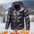 thumbnail image 2 of JUNWELL Vestes d'Hiver pour Hommes en Liquidation Veste à Capuche Réfléchissante Brillante en Coton, 2 of 6