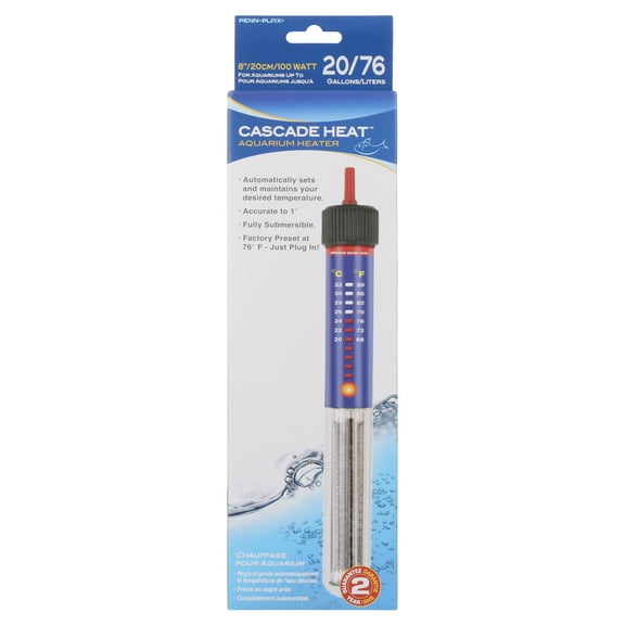 Penn-Plax Cascade Glass Heater – 8.5” Length – 100 Watt - for Aquarium and Fish Tanks